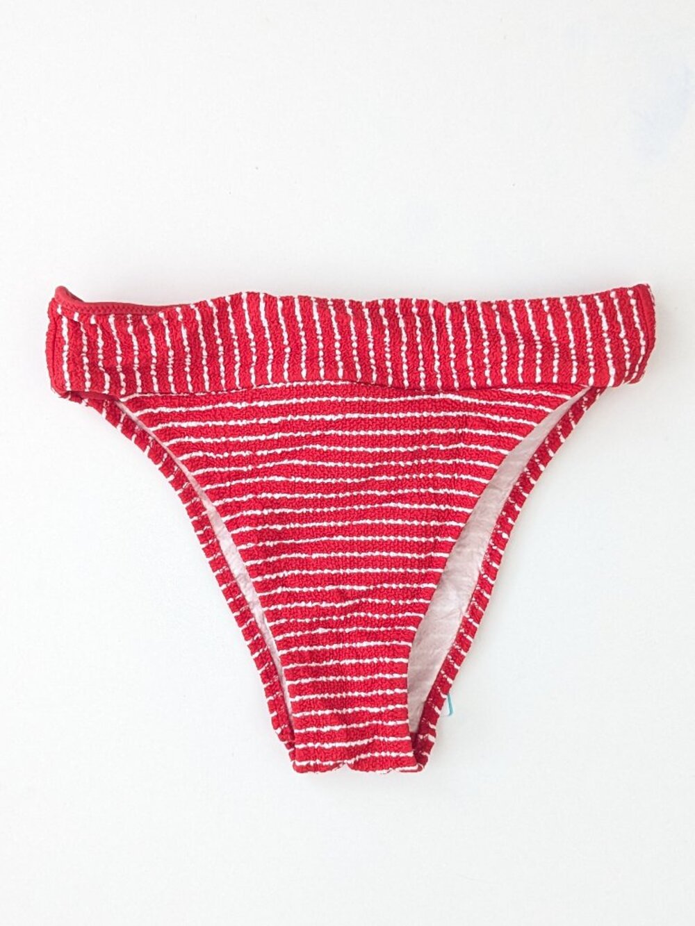 Seafolly Seaside Stripe Hi Rise Bikini Bottom Chili Red Womens 8 (Aus 12)